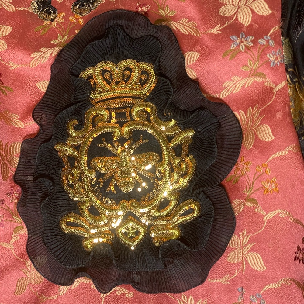 Refash Studios Upcycled Art Pink Button Down Gold… - image 6